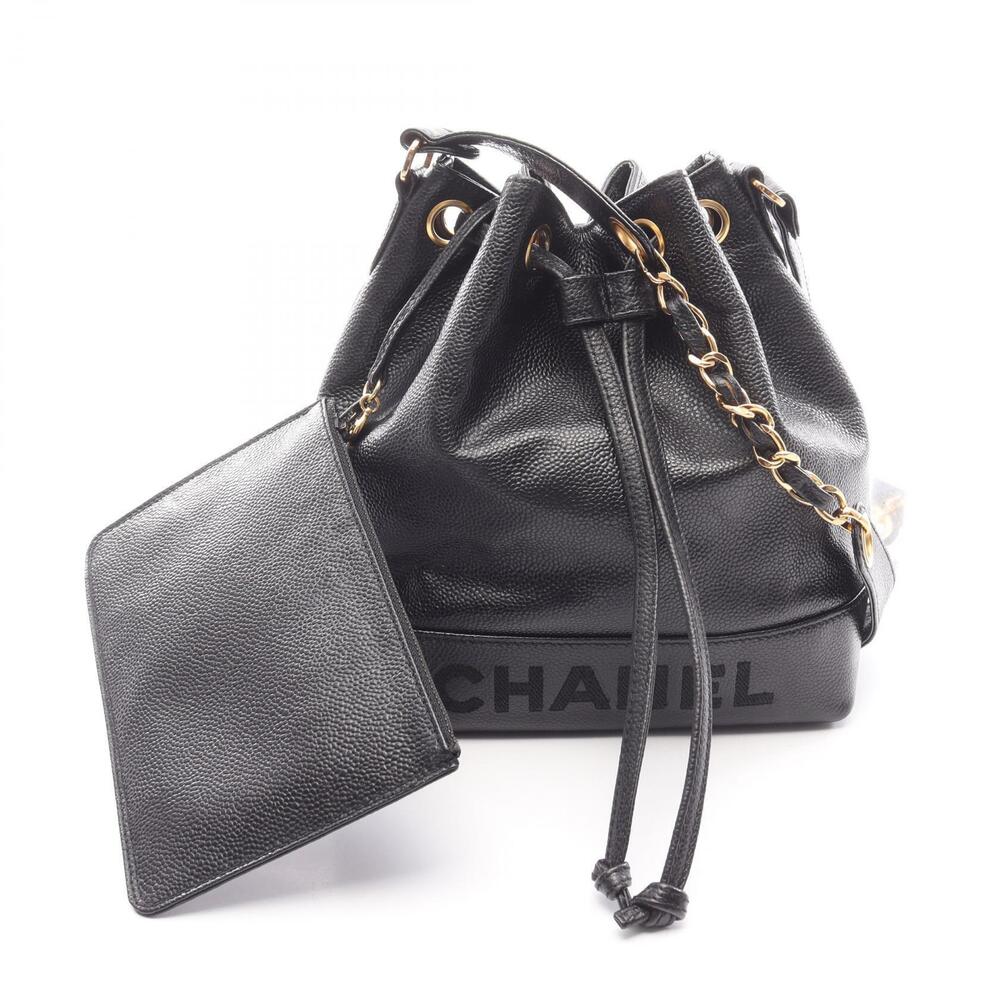 Chanel Bucket Bag Shoulder Calfskin Leather Black